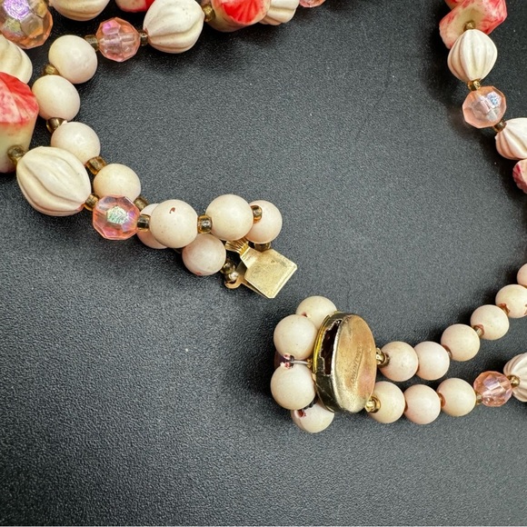 Vintage 1960s Signed Hong Kong Beaded Collar Necklace 29in - Picture 9 of 11